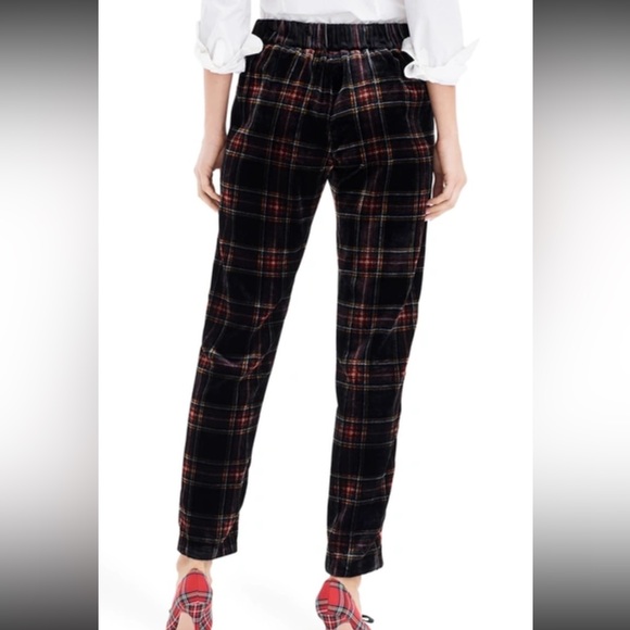 Jcrew Stewart Plaid Velvet Pants sz 00 Holiday Christmas Fall Career - Picture 3 of 11